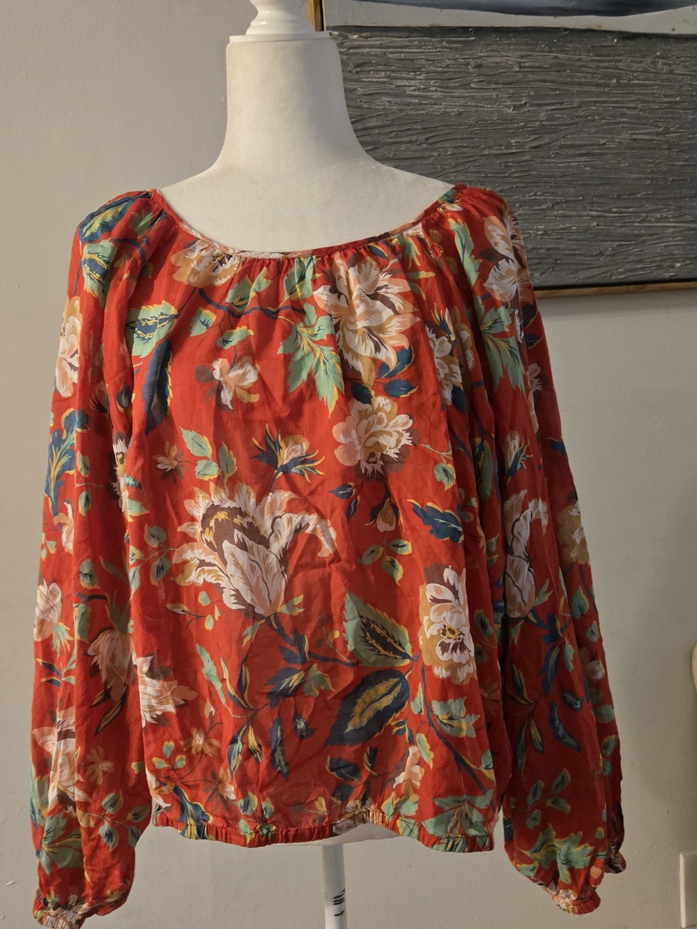 Maeve Red Floral Peasant Blouse